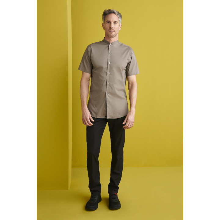 Camisa Manga Corta Cuello Mao Slim Fit Camarero | Ref. 02140 | Luvil