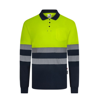 Polo Alta Visibilidad Velilla 305535 Bicolor Manga Larga Reciclado | Luvil