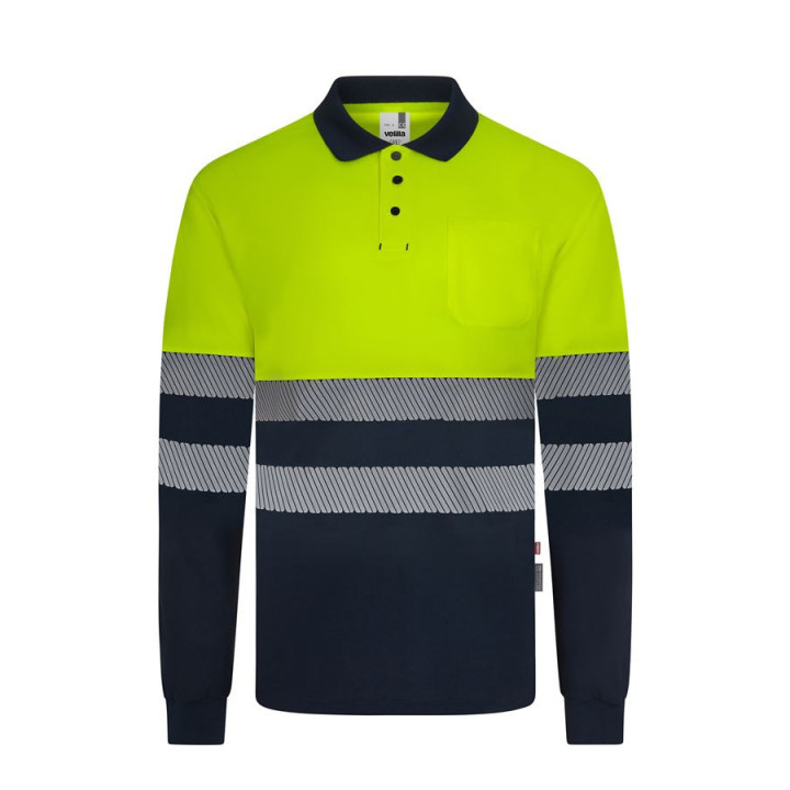 Polo Alta Visibilidad Velilla 305535 Bicolor Manga Larga Reciclado | Luvil