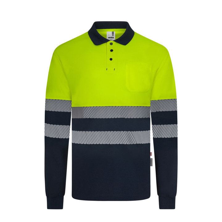 Polo Alta Visibilidad Velilla 305535 Bicolor Manga Larga Reciclado | Luvil
